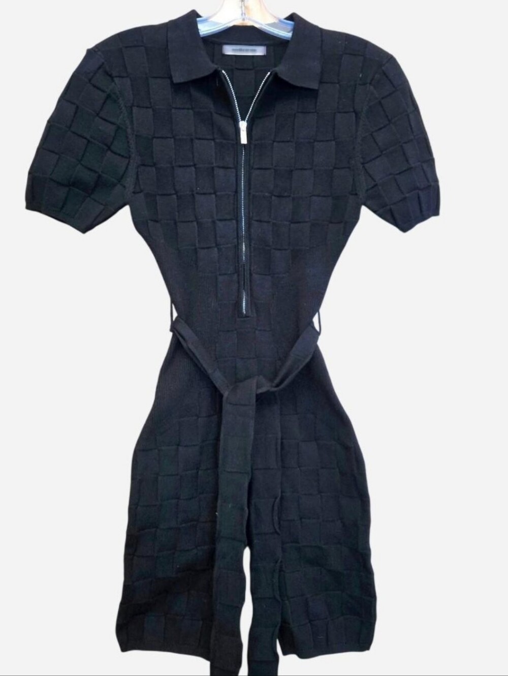 Maniere De Voir Checkered Bodysuit Knit Black Small